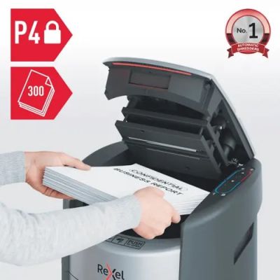 2. Rexel ShredMax AutoFeed+ 300X Aktenvernichter, P4, 300 Blatt, 25-Liter-Auffangbehälter
