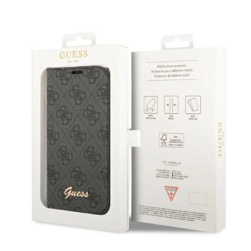 7. Guess GUBKP14SHG4SHK iPhone 14 6.1 "schwarz / schwarzes Buch 4G Vintage Gold Logo