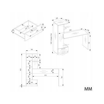 12. COSMO OAK ARTISAN Schreibtisch + Regalset