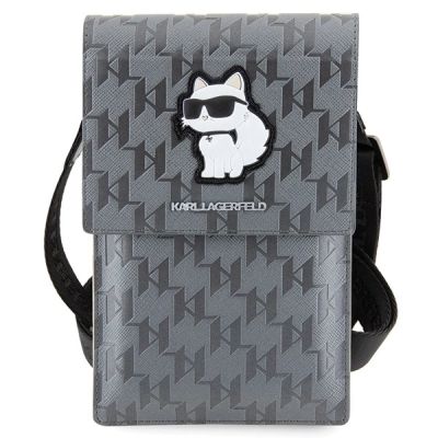 2. Karl Lagerfeld Case KLWBSAKHPCG Handtasche – Silbernes Saffiano-Monogramm Choupette