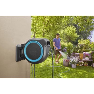 3. Gardena 18620-20 Gartenschlauchaufroller zur Wandmontage, automatisch, schwarz