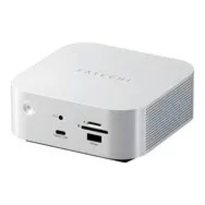 Satechi Thunderbolt 5 CubeDock - Belüftete TB5-Dockingstation (SD- und microSD-Kartenleser, 2x USB-A 3.2 Gen. 2, 2x USB-C 3.2 Gen. 2, 1x Ethernet 2,5 Gbit/s, 3x TB5 Downstream, 1x TB5 Host 140W, M.2 NVMe SSD-Einschub) (Silber)