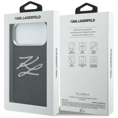 8. Karl Lagerfeld IML Glitter KL Diamond Logo Hülle für iPhone 17 Pro Max - Schwarz