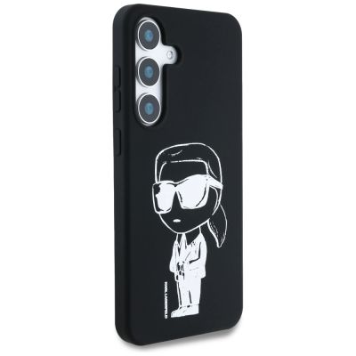 4. Karl Lagerfeld Silikon Graffiti Ikonik gedrucktes Logo MagSafe Samsung Galaxy S25 Hülle schwarz