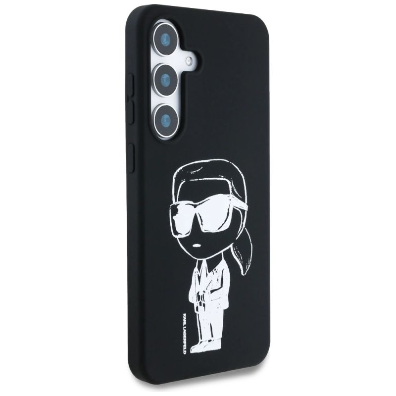 4. Karl Lagerfeld Silikon Graffiti Ikonik gedrucktes Logo MagSafe Samsung Galaxy S25 Hülle schwarz