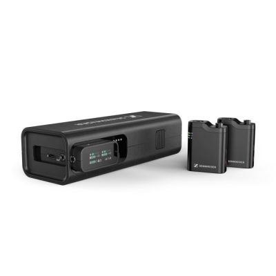 Sennheiser PROFILE DRAHTLOSES 2-KANAL-SET – 2-Kanal-2,4-GHz-Empfänger, 2 Ansteckmikrofone, Zubehör, Ladeetui, Tasche