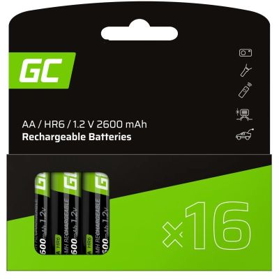 3. 16 wiederaufladbare AA-Batterien R6 2600mAh Ni-MH Green Cell