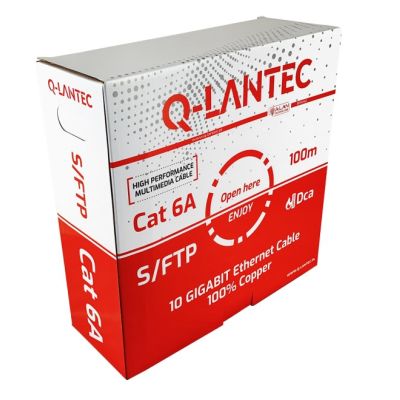 Q-LANTEC S/FTP Cat.6A Netzwerkkabel, verdrilltes Paar, LSOH, DCA 4x2x23 AWG, 10 Gbit/s, grau, 100 m (KIS6ALSOH100DQ)