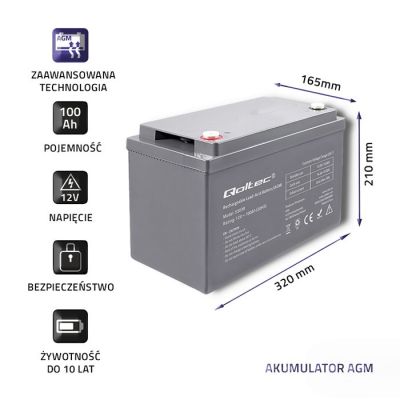 3. Qoltec 53038 wartungsfreie Batterie