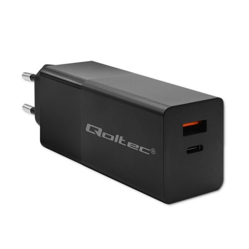 6. QOLTEC GAN POWER PRO LADEGERÄT | 1x USB-C | 1x USB | 100 W | 5–20 V | 1,5–5 A | PD | SCHWARZ