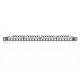 2. Hochdichtes Patchpanel 19" 24x Keystone, geschirmt, 0,5 HE, schwarz, Kabelführung, Beschriftungsfelder