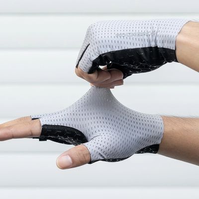4. Rockbros Atmungsaktive Kurzfinger-Fahrradhandschuhe, Größe: L - Grau