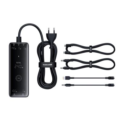 9. Baseus Digital GaN 3xUSB-C 1xUSB-A 240W Wandladegerät mit Netzkabel – Schwarz