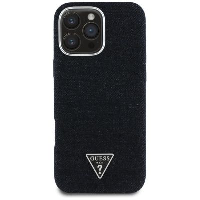 3. Guess Denim Triangle Logo MagSafe iPhone 16 Pro Max Hülle - Schwarz