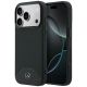 Mercedes Leder-Holzoptik- und Curve MagSafe-Hülle für iPhone 17 Pro – Schwarz