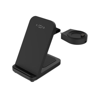 7. FIXPOS-GA-BK Ladegerät für mobile Geräte wie Smartwatches, Smartphones und Kopfhörer, Schwarz, USB, Kabelloses Laden, Schnellladen, Intern