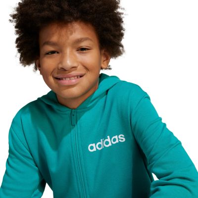 18. Adidas Essentials grüner Kinder-Trainingsanzug JN2427