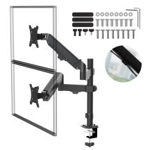 MACLEAN Monitorhalterung für 2 Monitore, Gasfeder, 17"–32", 2–10 kg, Schwarz, MC-136
