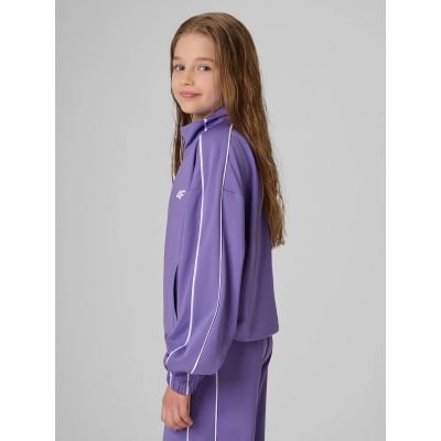 5. Lockerer Sport-Sweatshirt für Mädchen ohne Kapuze 4F 4FJRSS26TSWSF3057-51S