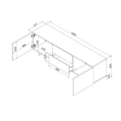 4. TV-Schrank 2D2S ALMA 180x41,5xH55 Kaschmir