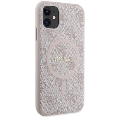 4. Guess GUHMN61G4GFRP iPhone 11 6,1" / Xr rosa/rosa Hardcase 4G Collection Leder Metall Logo MagSafe