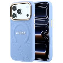 Guess Saffiano Peony & Ring MagSafe Hülle für iPhone 17 Pro Max / 18 Pro Max - Hellblau