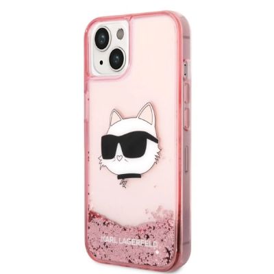 2. Karl Lagerfeld Glitter Choupette Head Hülle für iPhone 14 Plus – Rosa