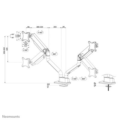 10. Neomounts DS70S-950WH2 Monitorhalterung/Ständer für 88,9 cm (35") Monitore, Schreibtisch, Weiß
