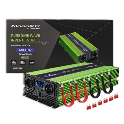 10. QOLTEC Monolith-Spannungswandler | Batterieladung | USV | 2000 W | 4000 W | 12 V auf 230 V | Reiner Sinus | LCD