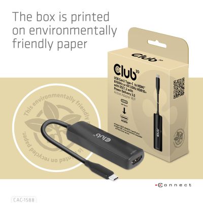 12. CLUB3D CAC-1588 Kabeladapter 0,17 m USB Typ-C HDMI Schwarz