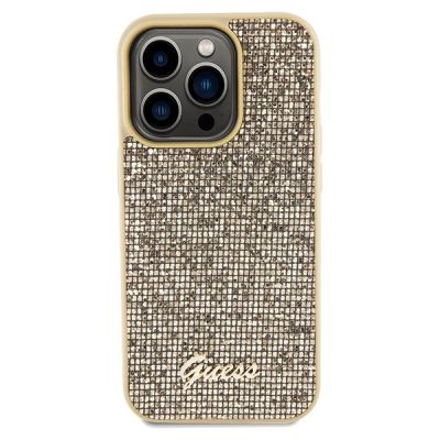 3. Guess Disco Metal Script Hülle für iPhone 14 Pro Max – Gold