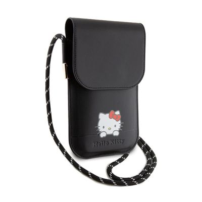 3. Hello Kitty Daydreaming Cord-Tasche aus Leder – Schwarz