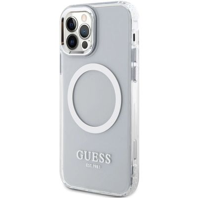 2. Guess Metal Outline Magsafe Hülle für iPhone 12 / iPhone 12 Pro – Silber