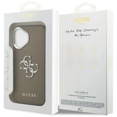 8. Guess Grained Big 4G Classic Logo iPhone 17 Hülle - Braun