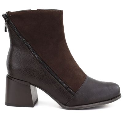 2. Gefütterte Damen-Ankle-Boots mit Blockabsatz, Schokoladenbraun, M.Daszyński SA269-5