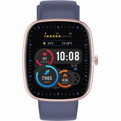 2. GRAVITY GT18-3 Damen-Smartwatch, pinkes Silikonarmband + marineblaues Armband