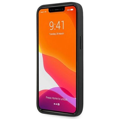 5. AMG AMHCP14LDOLBK iPhone 14 Pro 6.1 "schwarz / schwarz Hardcase Leder Hot Stamped