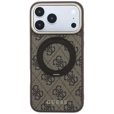 3. Guess Ring Stand 360 4G Classic Logo MagSafe Hülle für iPhone 18 Pro / 17 Pro - Braun