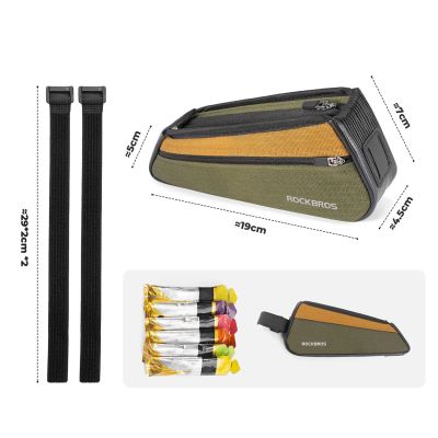 4. Rockbros 088 Oberrohr-Fahrradtasche 0,25 l – Grün und Orange