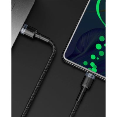 21. Baseus CATKLF-AL91 USB-C – USB-C PD QC-Kabel 100 W 5 A 480 Mbit/s 2 m – Schwarz und Rot