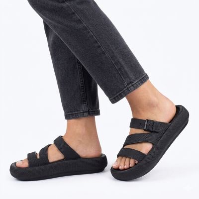 5. Sportliche Damen-Flip-Flops mit dicker Sohle für den Pool, schwarz, Big Star TT274A037