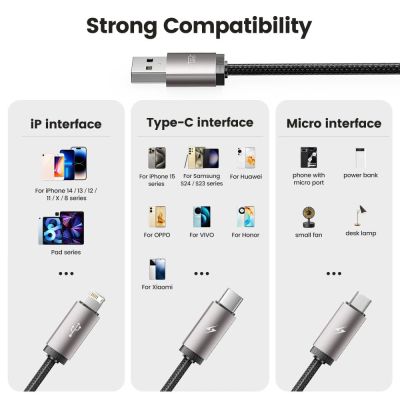 8. Tech-Protect UltraBoost 3in1 USB-A – Lightning /USB-C/Micro-USB 3,5A Kabel 1 m – Grau