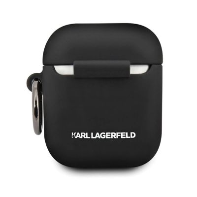 10. Karl Lagerfeld Silikon-Ikonik-Hülle für AirPods 1/2 – Schwarz