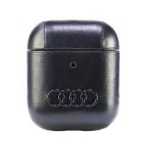 Audi Lederhülle mit großem Logo für AirPods 1/2 – Schwarz