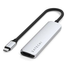 Satechi 4-in-1 USB-C Slim Multiport Adapter 4K - Aluminium-Adapter für USB-C Mobilgeräte (USB-C, 4K HDMI, 2x USB-A) (Silber)