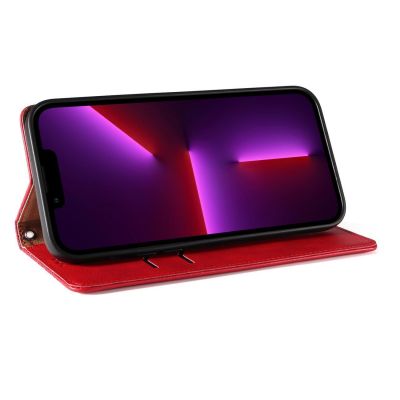 10. Magnet Strap Case iPhone 14 Pro Hülle mit Flip Wallet Mini Lanyard Ständer Rot