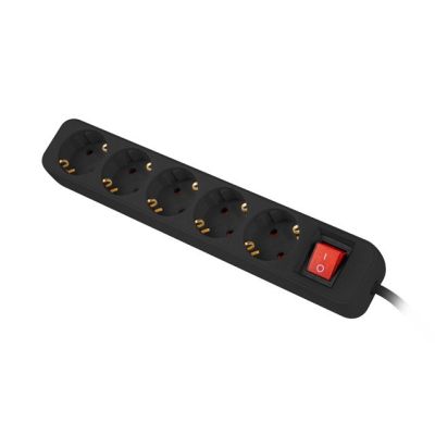 3. LANBERG Steckdosenleiste 1,5 m, 5 x 230 V SCHUKO mit Schalter, Kabel aus reinem Kupfer, schwarz