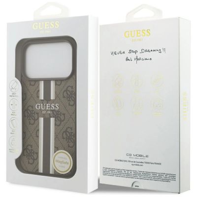 8. Guess 4G MagSafe-Hülle mit Printstreifen für iPhone 17 Pro – braun
