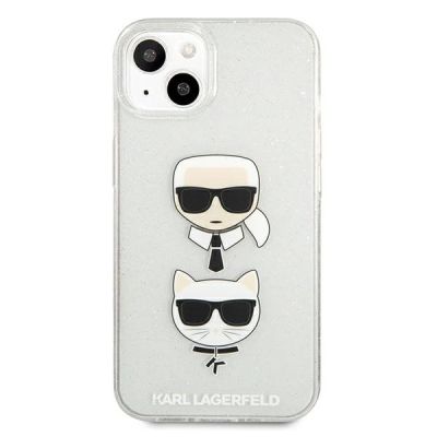 3. Karl Lagerfeld Glitter Karl's & Choupette Head Case für iPhone 13 mini - Silber