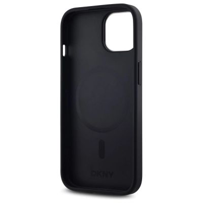 7. DKNY Plain Logo MagSafe Hülle für iPhone 15 – Schwarz